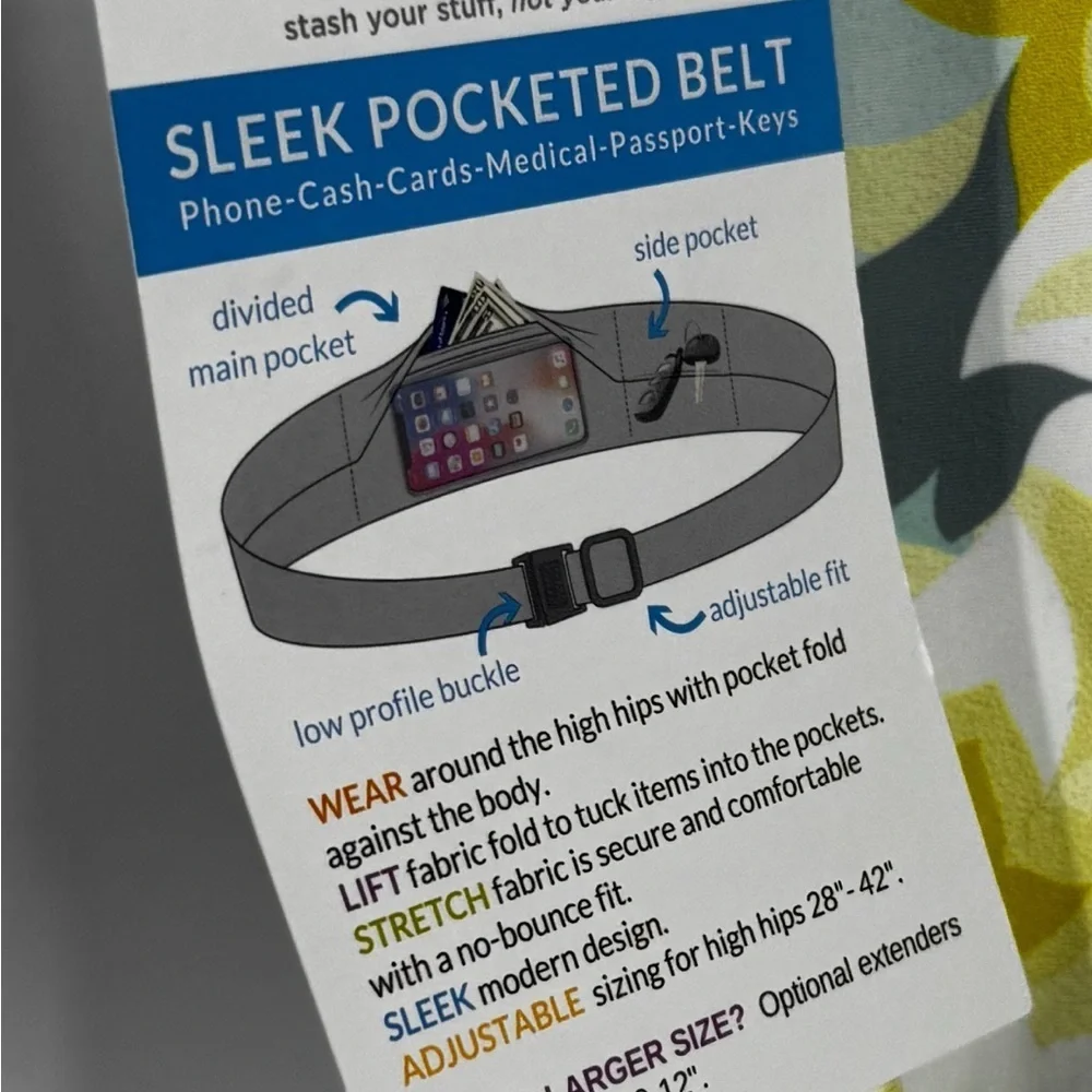 Bandi stretchy running belt that holds cards, phones, money nwt